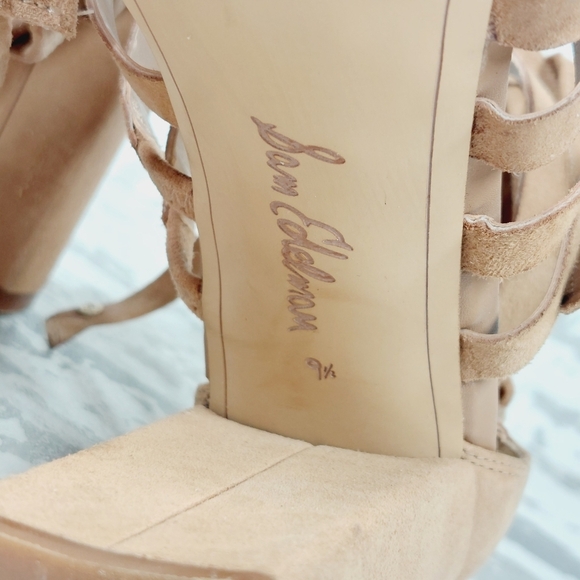 Sam Edelman Yarina Tan Suede Lace Up Heeled Sandals i457 - Picture 10 of 13